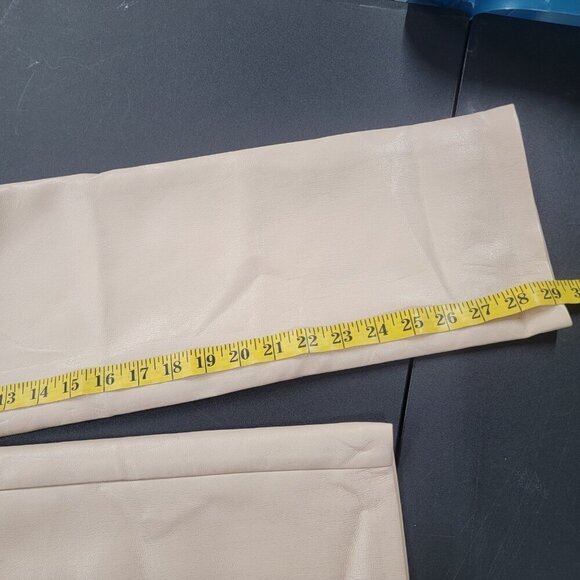 Aritzia Wilfred The Melina Ivory Beige Vegan Leather Straight Leg Pants Size 0 - Picture 11 of 11
